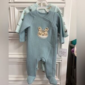 Sterling Baby Quilted Tiger Footie — Light Blue
